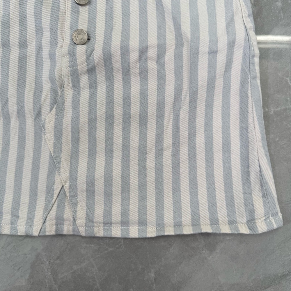 Women’s Madewell Stretch A-Line Mini Skirt Pompano Stripe Button Front Size 24 - Picture 7 of 16